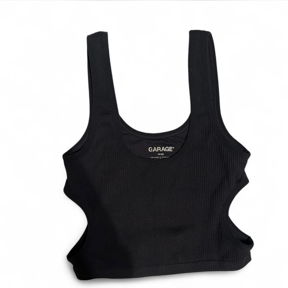 Garage Black Cut-Out Crop Top